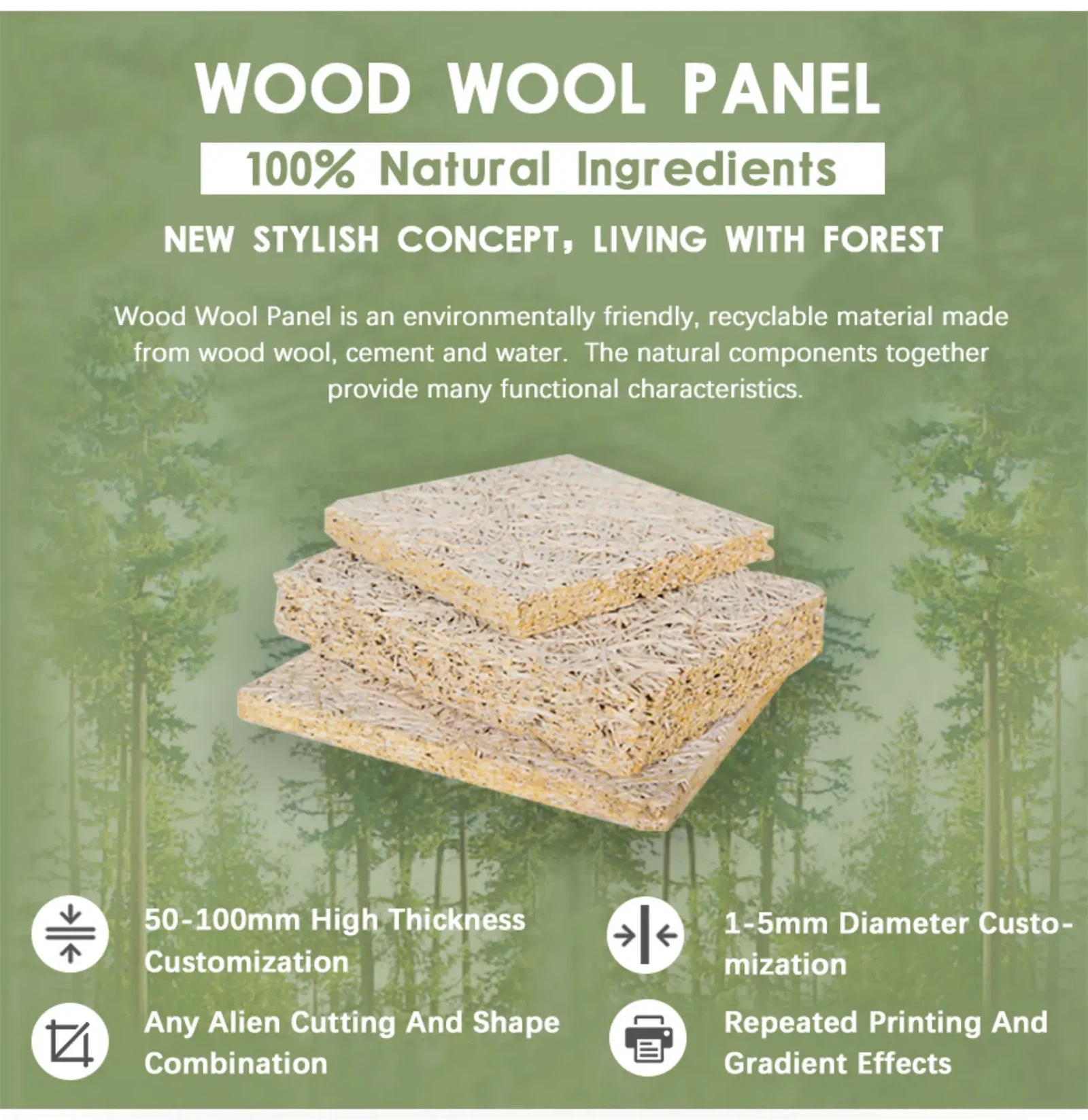 4.Environmental Safety Shape of Wood Wool Acoustic Panel 4.Environmental Safety Shape of Wood Wool Acoustic Panel