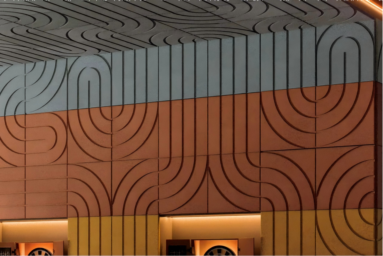 2.Groove Wood Wool Acoustic Panel Arches design 2.Groove Wood Wool Acoustic Panel Arches design