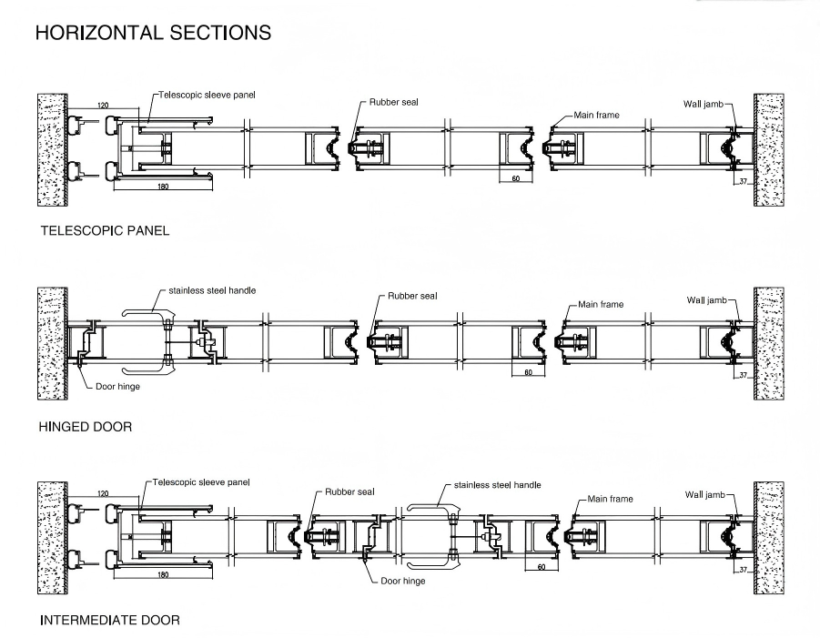 3.Folding Glass Partition Walls HORIZONTAL SECTIONS 3.Folding Glass Partition Walls HORIZONTAL SECTIONS