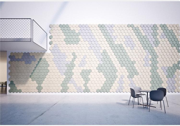 4.Painted Wood Wool Acoustic Panel art space application scenarios 4.Painted Wood Wool Acoustic Panel art space application scenarios